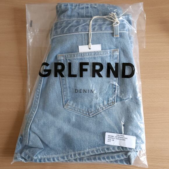 GRLFRND Brynn denim high waist paperbag jeans shorts in Perfect Ten Size 26 NEW - Picture 7 of 8